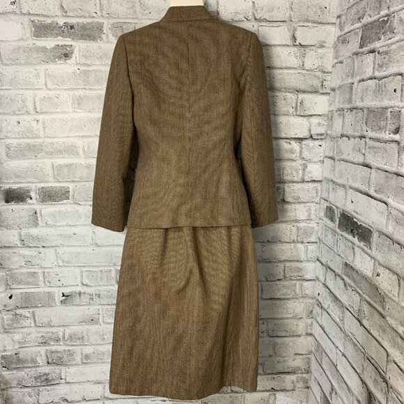 Vintage 60s 70s Tweed Wool Blend Blazer Midi Skirt 2 Piece Mod Retro Set - Picture 3 of 16